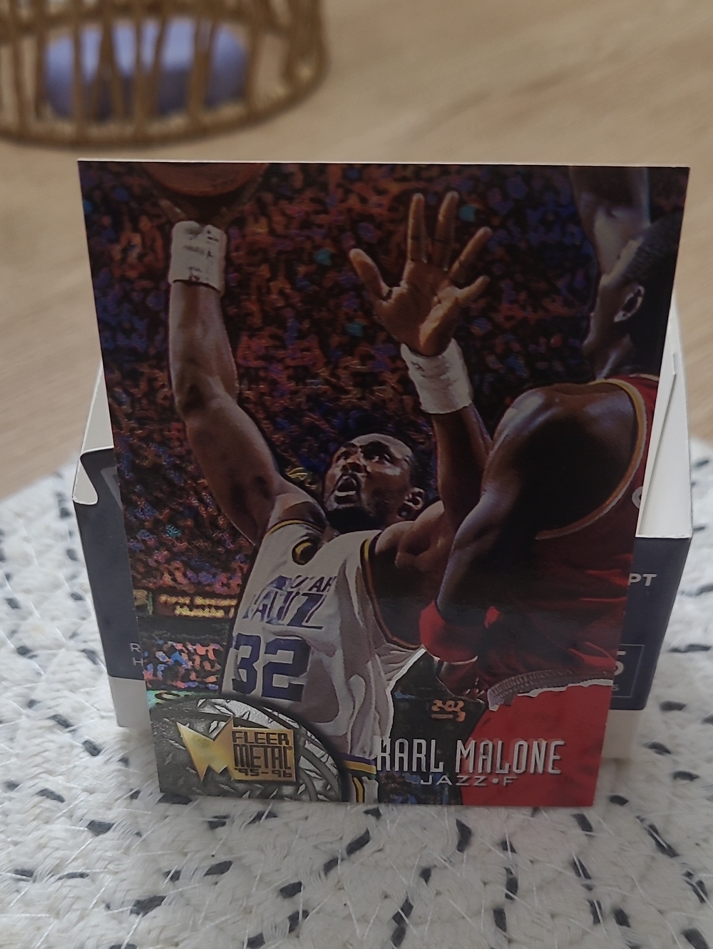 Fleer Metal Karl Malone Basketball Card - White/Red/Blue